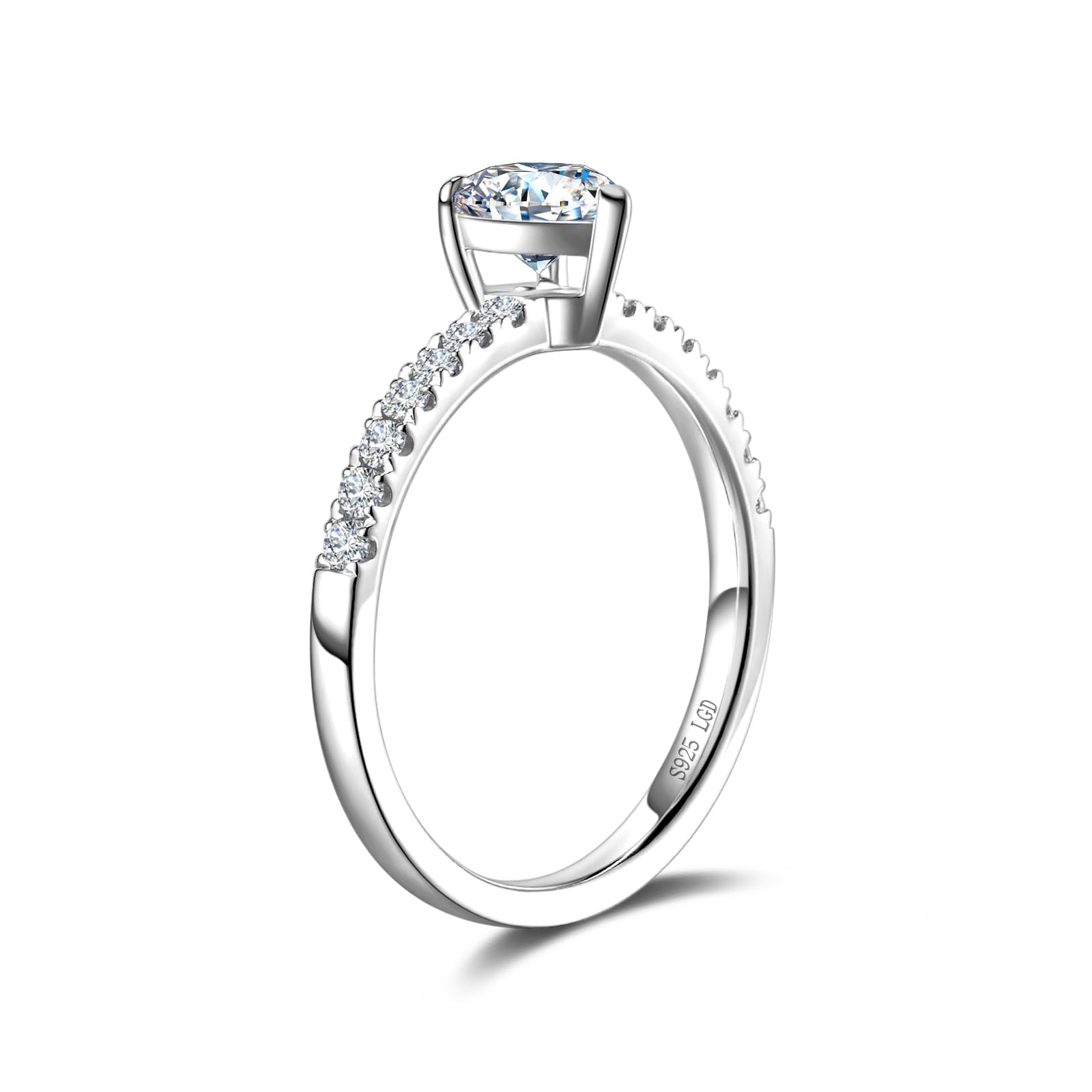 FANCIME 0,5 Karat Lab-Grown Diamant Bandring Damen, Pear Solitaire Trauringe aus 925 Sterling Silber Verlobungsring Hochzeit Valentinstag Schmuck für Damen Frauen Sie (D-E Farbe, VS Clarity)
