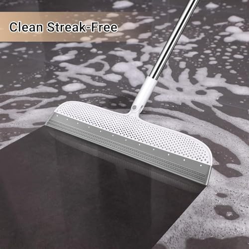 Image of UPLEVELBUCKET Wet & Dry Floor Mop with Silicone Squeegee - Squeeze Sponge Wiper for Tiles, Marble, Bathroom, Glass, Mirrors & Carpets - Easy Floor & Wall Cleaning