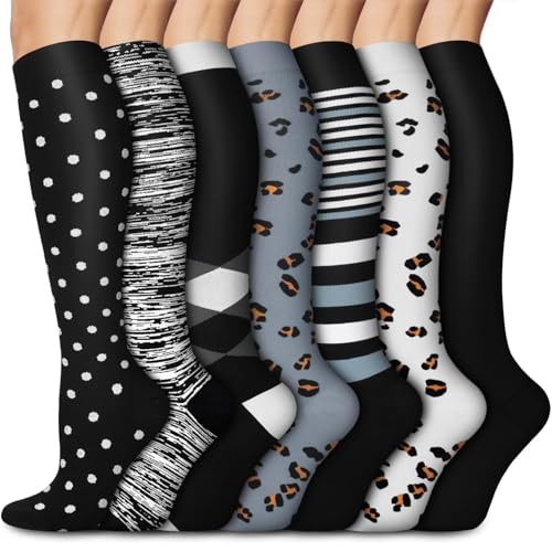 Image of Aoliks Medical Compression Socks for Women & Men, Support Knee High Socks for Running,Nurses,Travel