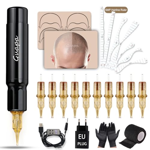 Kit de Máquina para Micropigmentación Capilar – Bolígrafo SMP para Restauración de la Línea del Cabello, Tatuaje Capilar, Sombreado del Cuero Cabelludo para Hombres y Mujeres (Kit-1)