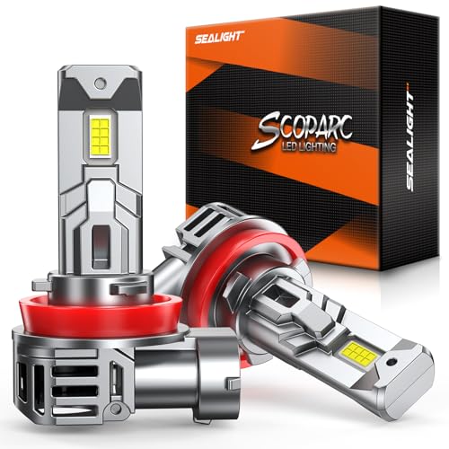 Image of SEALIGHT H11 Bulbs with 6500K White Light,40000LM Super Bright, 1:1Mini Design H16 Fog Light Bulbs,3 Mins Plug-N-Play, Pack of 2