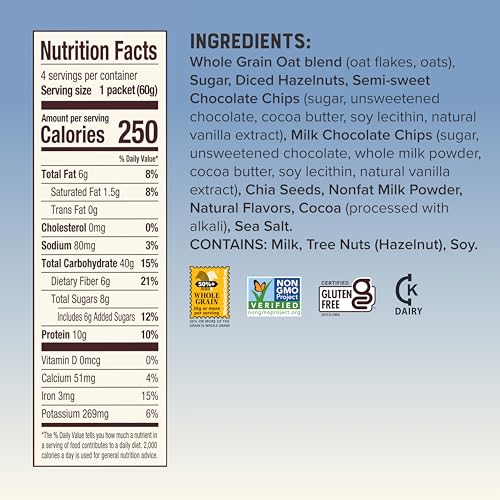 Image of Bob's Red Mill Chocolate Hazelnut Overnight Protein Oat Packets, 16 ct