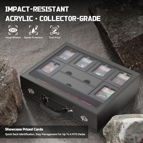 Image of Kabinka MTG Commander Deck Box, Modular 9-in-1 TCG Card Storage Box with Dice Tray & Sideboard Box, 6-Deck Capacity Card Case, Includes 6 Magnetic Card Holders /100CT Card Sleeves /Playmat, Multicolour