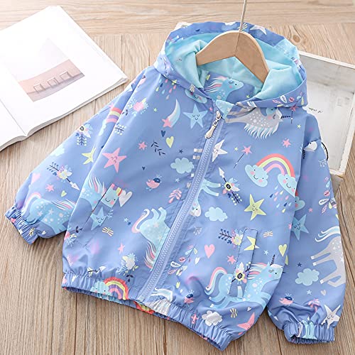 Little Hand Toddler Girls Unicorn Spring Fall Outerwear Windbreaker Blue Jackets Coat 7-8 Years #TOP1