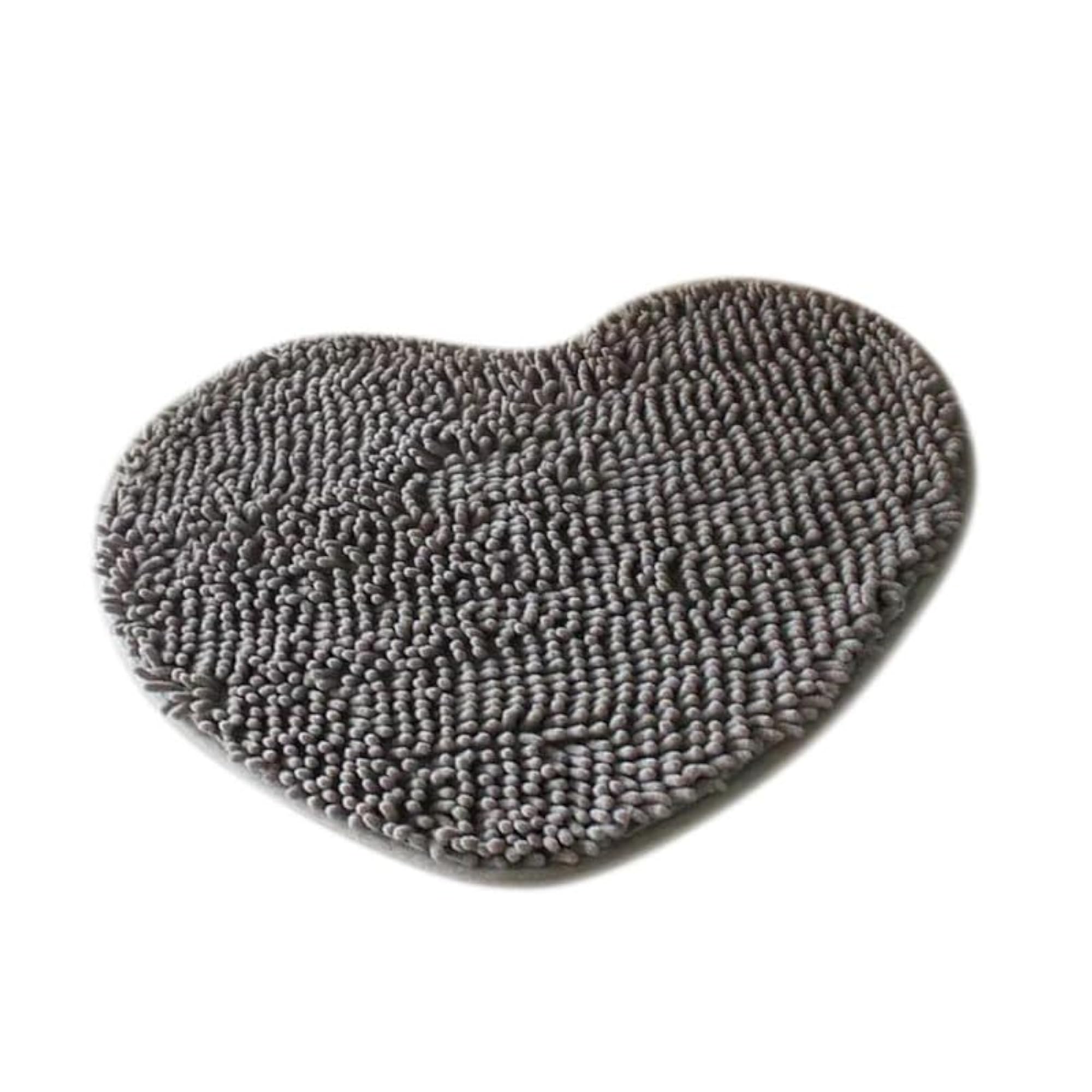 Heart Shaped Chenille Bath Mat, Soft Absorbent Microfiber