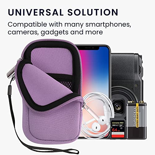 Kwmobile Neoprene Phone Pouch Size Xs - 3,5/4" - Universal Cell Sleeve Mobile Bag With Zipper, Wrist Strap - Lavender #TOP3