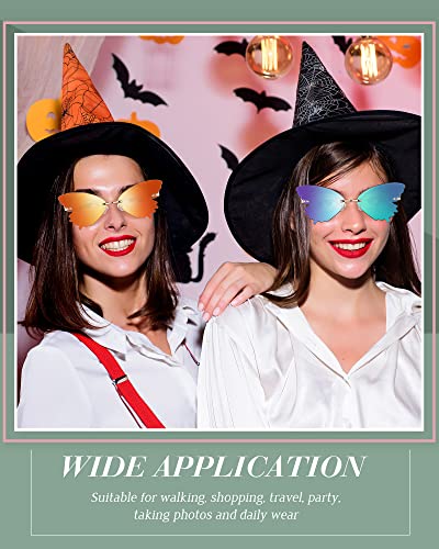 Photect 4 Pairs Butterfly Shaped Sunglasses Vintage Rimless Summer Eyewear Cute Butterfly Glasses Novelty Butterfly Rimless Sunglasses Fairy Glasses For Women #TOP4