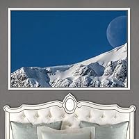 Framed Canvas Wall Art Lunar Aerial Astronomy & Space Expressive Global Moon Multicolor Photography Realism Warm - 16x24 inches