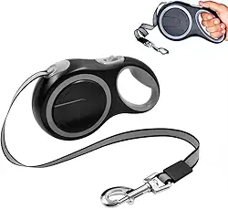 Guia Retrátil para Cães de 8m, Suporta até 50kg, Com Sistema de Freio e Alça Antiderrapante, Cor Preto