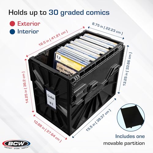 image for BCW Graded Comic Book Bin with Partition – Black (1 Pack) | Holds 30