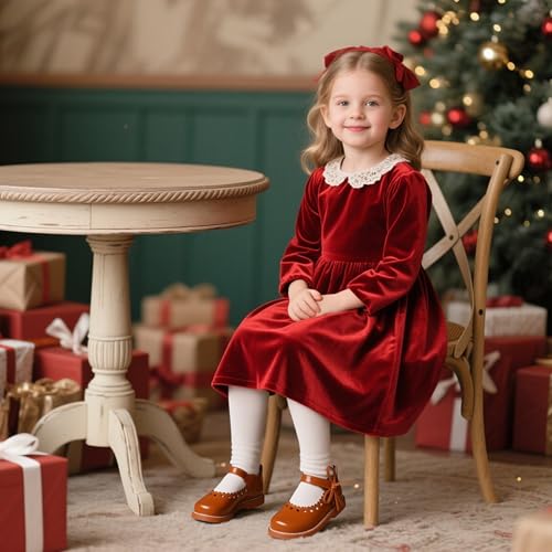 Image of GINFIVE Toddler Girls Dress Shoes Little Kids Flats School Mary Janes Shoes