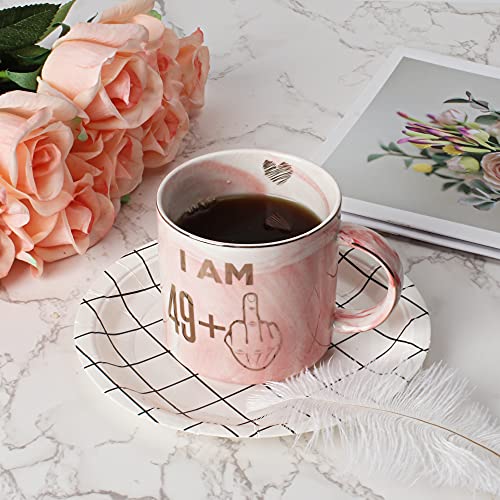 50Th Birthday Gifts For Women - Funny Turning 50 Year Old Birthday Gift Ideas For Wife, Mom, Daughter, Sister, Aunt, Best Friends, Bff, Coworkers - Fabulous Pink Marble Mug, Ceramic 11.5Oz Coffee Cup #TOP4
