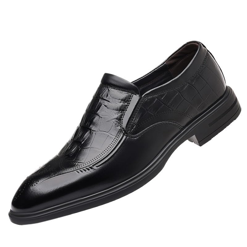 Men's Classic Leather Dress Shoes Comfortable Fashion Business Casual Pointed Toe Slip-On Oxford Shoes
