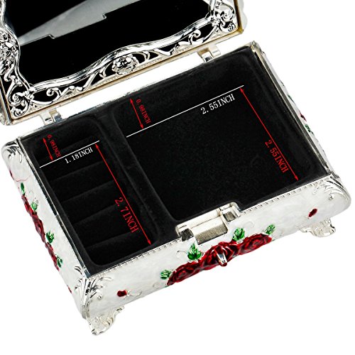 Sunyik Vintage Enameled Rectangular Decorative Collectible Jewelry Trinket Box For Women,White Castle #TOP4