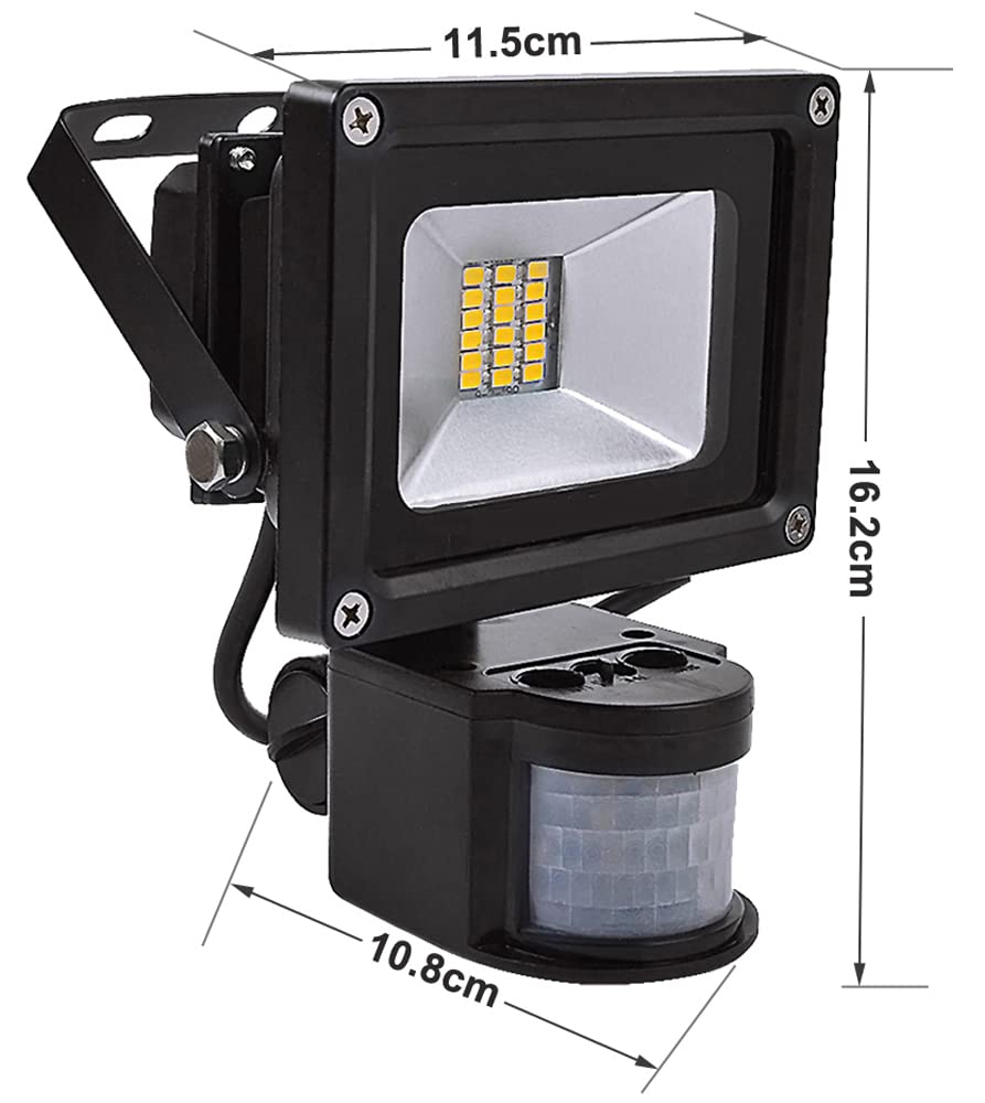 2x 10W 20W 30W 50W Faretto LED con Sensore di Movimento,Luce di Sicurezza Impermeabile IP65,Faro LED Esterno con Sensore,Bianco Caldo 3000K,Faretti LED per Giardino,Corridoio,Patio(20 watt)