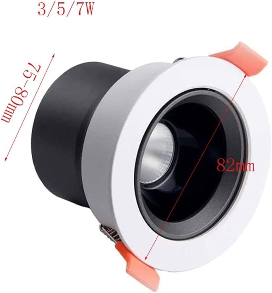 Foco LED empotrable COB para techo, luces de alta reproducción cromática, mejoras para el hogar, para sala de estar, comedor, lámpara de techo, color, 5 W, luz blanca