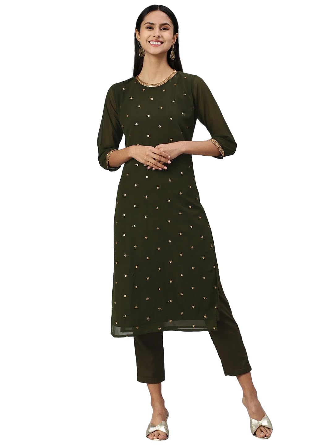 Hritika Faux Georgette Sequin Pattern Kurtaset (HRKB0070_Parent)