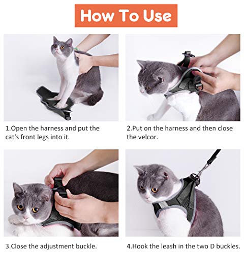 Cat Harness and Leash for Walking Escape Proof (Black, Large) - Image 8