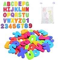 36 PCS Foam Bath Letters and Numbers, Soft Alphabet Bath Toys for Toddlers, Educational Baby Bath Shower Letters with Storage Bag, Sensory Play Foam Letters for Early Learning