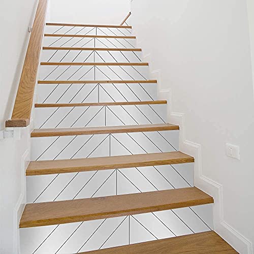 funlife 14 Strips Peel and Stick Stair Risers Stickers, Self Adhesive Vinyl Stair Stickers Decals, Staircase Murals Decor for Steps, 39.37'X7.09', Herringbone