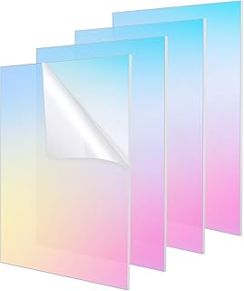 4 Pack Colored Acrylic Sheets Acrylic Sheets 1/8 Thick Iridescent Acrylic Sheets Plastic Sheets Acrylic Plexiglass Sheet for Laser Cutting Signs, Craft, DIY