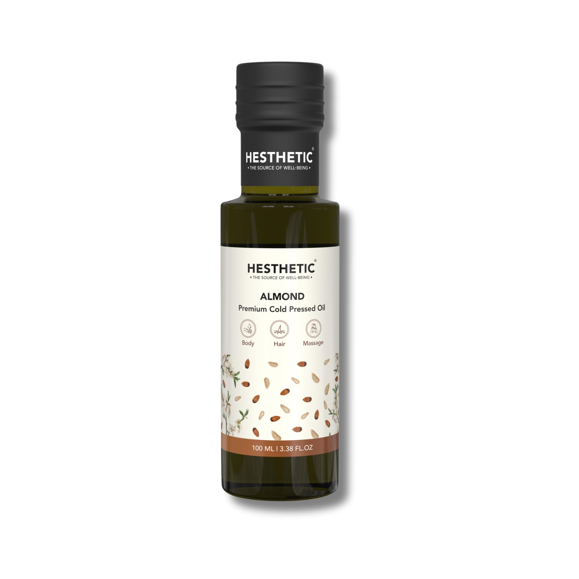 HESTHETIC Premium Virgin Cold Pressed Sweet Almond (Badam) Oil, 100ML, 100% Pure & Natural, Rich in Vitamin E, Moisturizing Oil for Skin, Hair, and Nails, Cold-Pressed, Glass Bottle-image-45