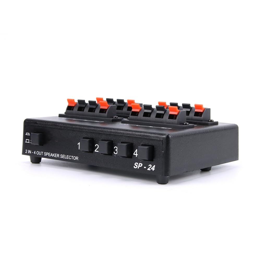 SP-24 Mini 2-IN-4-OUT SéLecteur Audio StéRéO Amplificateur BoîTe de Commutation RéPartiteur de Haut-Parleur