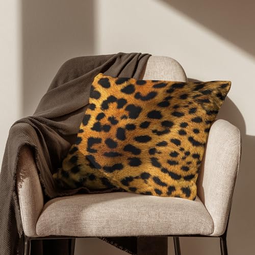 Housse de coussin lit taie d'oreiller lin 50x50cm anti-pli imprimé léopard