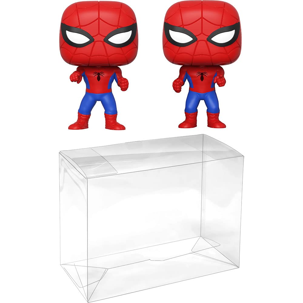 Funko S p i d e r -Man vs S p i d e r -Man (EE Exc): P o p ! Vinyl Figurine Bundle with 1 Compatible Protector (48293 - B)