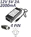 Cargador Corriente 12V 5V 2A 4 PIN Reemplazo Toshiba External HDD PX1265E-1G16 Recambio Replacement