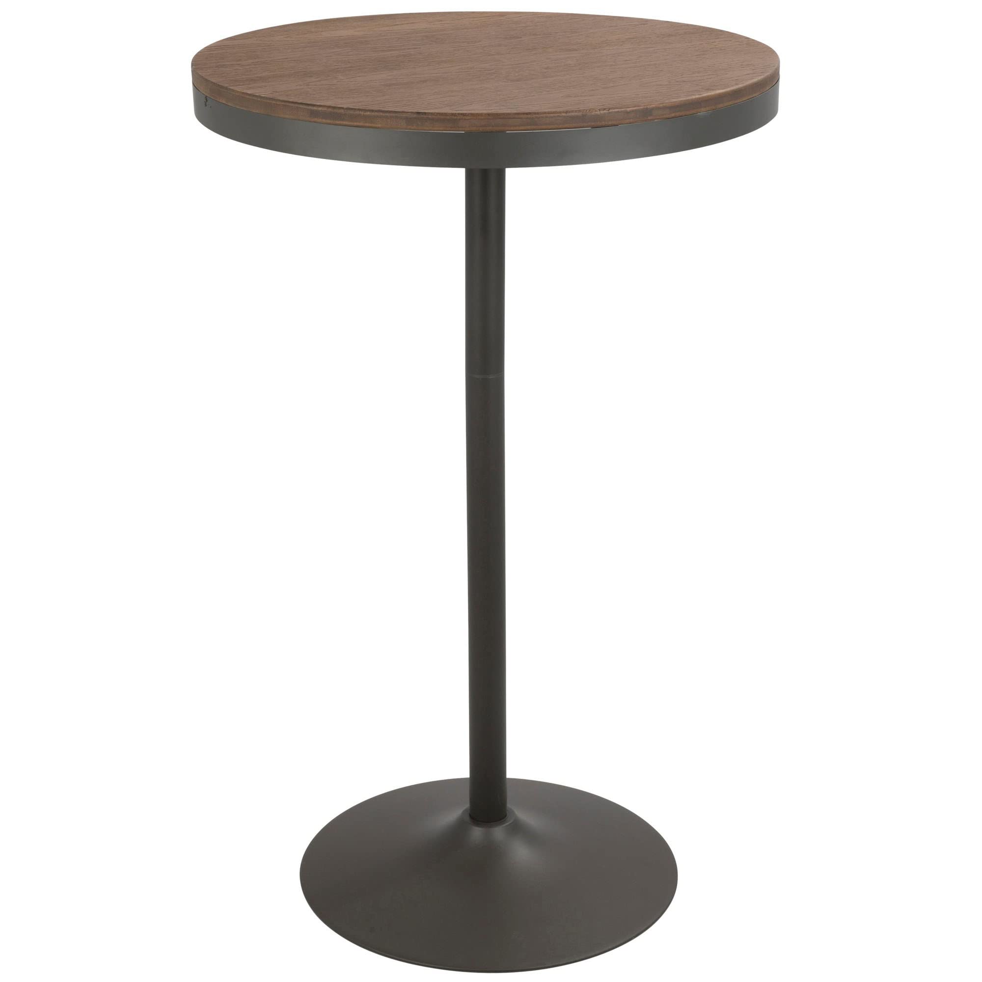 LumiSource Dakota 27" W Brown Gray Adjustable Round Bar/Dinette Table