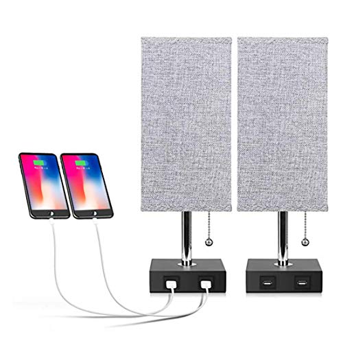Lampe de table USB avec double port de charge et chaîne de traction pratique en lot de 2