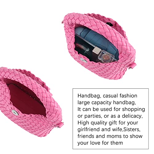 Image of Woven Crossbody Bag Small Tote Cute Purse for Women,Top Handle Handbag Pu Leather Shoulderbag with Detachable Strap