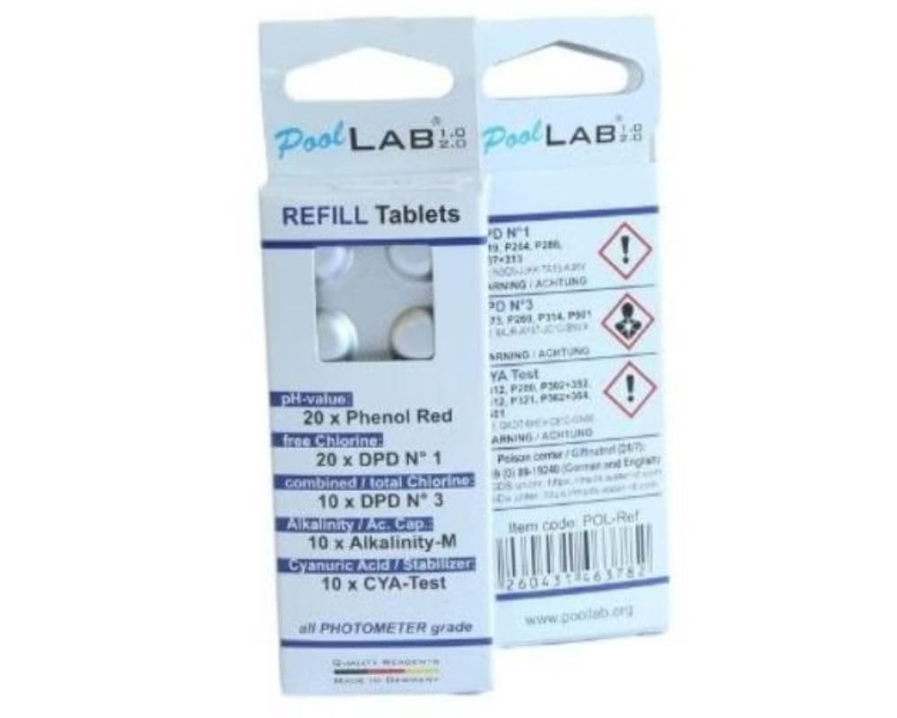 Recharge De Consommables Pour Testeur électronique De Piscine PoolLab 1.0 Et 2.0 - Comprimés PH, Chlore, Alcalinité