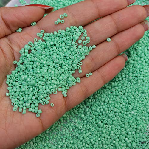 Decorative 2mm Seed Glass Beads for Jewellery Making, 100gm, (Light Green)