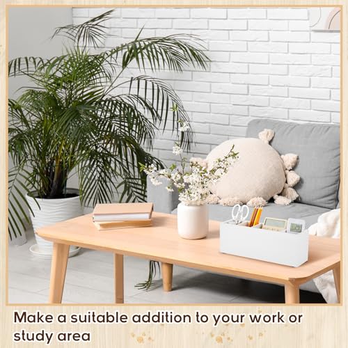 Image of Jetec Wooden Pencil Pen Holder for Desk 5 Compartments Cosmetic Makeup Brush Stationery Office Desktop Organizers for Countertop Adjustable Silverware Caddy for Party, Art Supplies,Home(White)