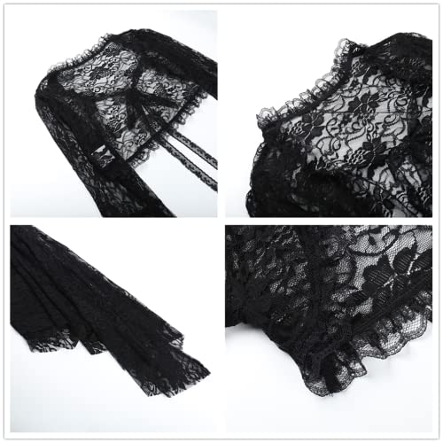 Image of Goth Shrug Black Gothic Victorian Shrugs Crop Top For Women