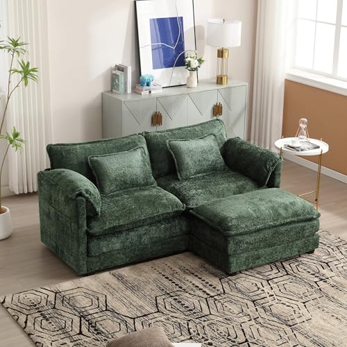 Sofá 2 plazas,sofás de salón,sofá Modular,Minimalista y Dos plazas con reposapiés,Tela de Chenilla y Compartimentos de Almacenamiento Laterales y Cojines