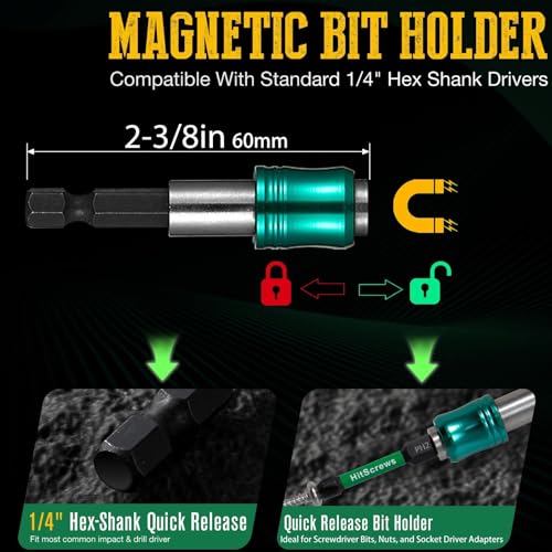 Image of PH2 Long Phillips Screwdriver Bit Set - 12 Pack Mixed Length Phillips Impact Driver Bits with High Magnetic Bit Holder, S2 Steel, 1 inch /2 inch /4 inch /6 inch Magnetic Driver Bits
