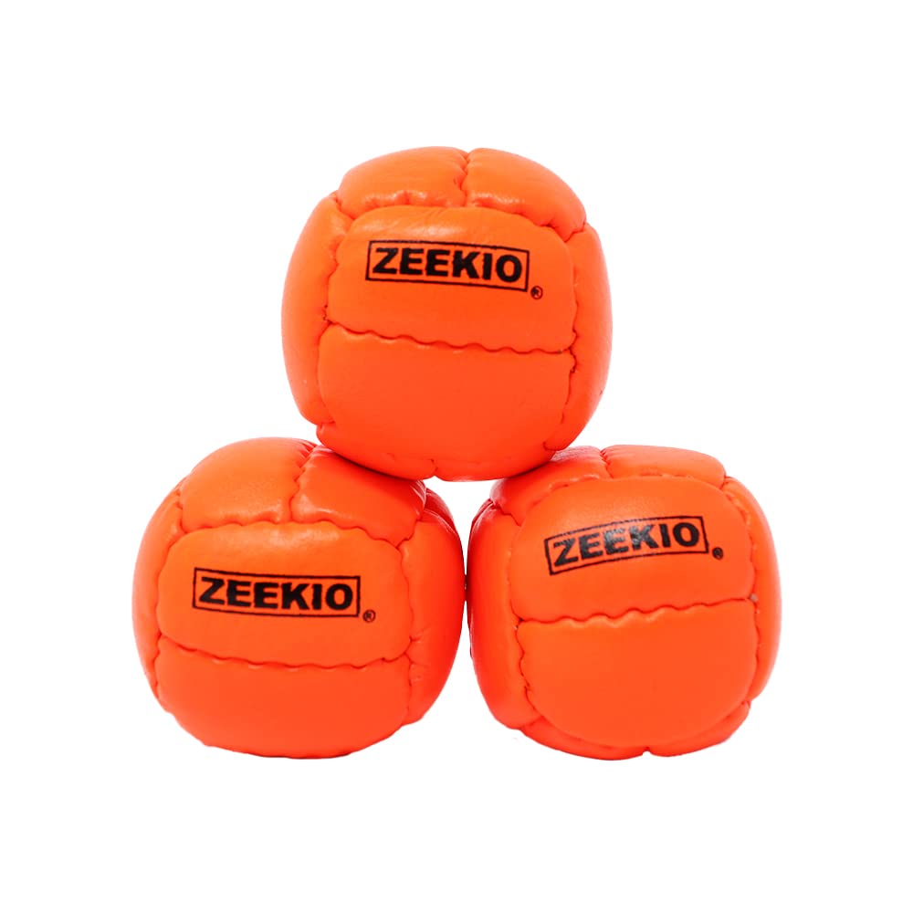 Zeekio Galaxy Juggling Balls - Premium 12 Panel Genuine Leather Balls - 130g - 67mm - Pack of 3 Orange