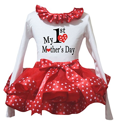 T-shirt fête des mères bébé manches longues avec jupe à motif coeurs pour repas de famille
