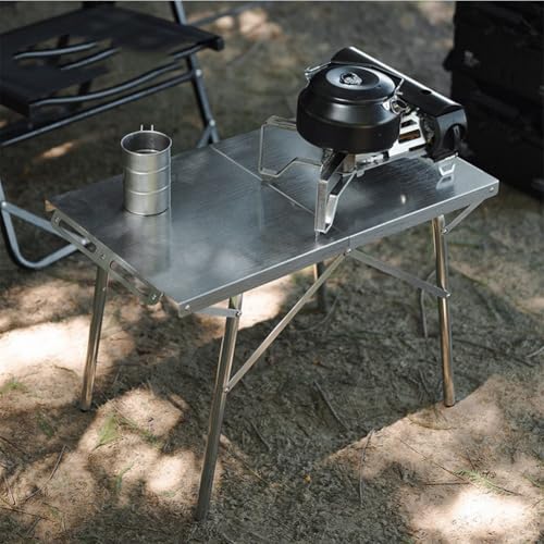 Table de camping pliante portable inox légère réglable de pique-nique