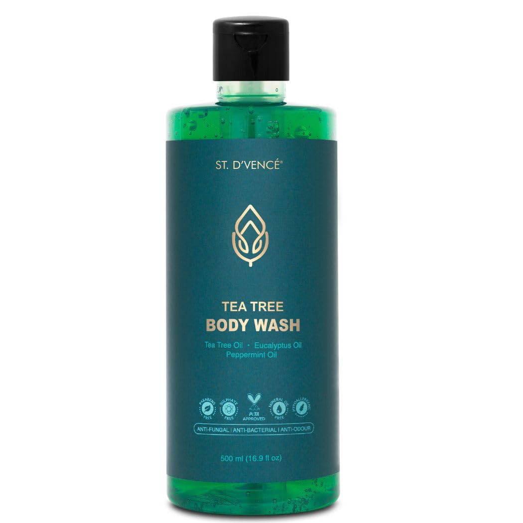 ST. D'VENCE Tea Tree Body Wash Shower Gel for Women & Men with Eucalyptus & Peppermint Oil | Anti Bacterial & Detan Body Wash - 500ml