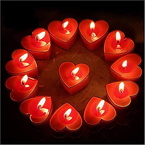 Image of Paraffin Wax Candles Smokeless & Long Lasting Perfect for Decoration of Diwali, Christmas, Dinner, Wedding Parties, Church, Spa, Restaurant(Heart Shape, Set of 30 - Burn Time 4 Hr)