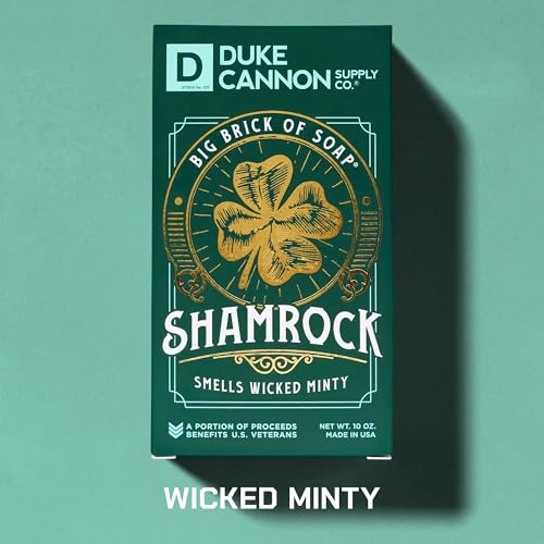 Image of Duke Cannon Big Arse Brick of Soap - Shamrock, 10 oz - Triple-Milled, Long-Lasting Bar Soap with Wicked Minty Scent, Limited Edition (Pack of 3)
