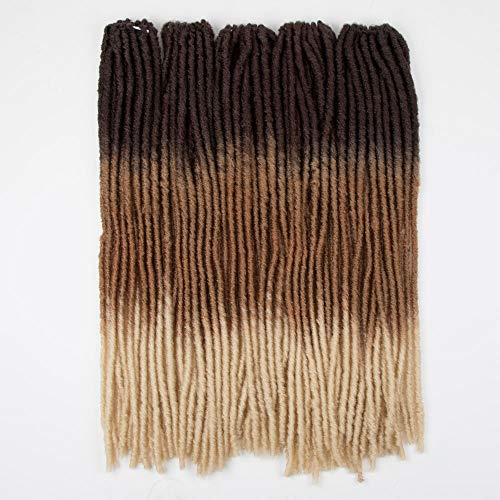 FASHION IDOL 5 Packs Long Faux Locs Crochet Hair 26 Inch Dreadlocks Crochet Hair Extensions Brown Ombre Straight Synthetic Crochet Locs