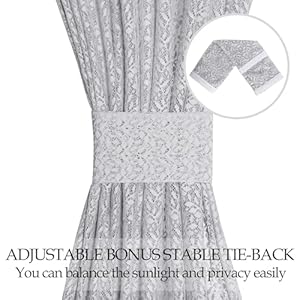 Grey Lace French Door Curtain Rod Pocket Leaves Branch Voile Curtains Light Filtering Small Sidelight Curtain for Glass Door Patio Front Door Tieback Included, 2 Panels, 25 x 40 Inch Grey Lace French Door Curtain Rod Pocket Leaves Branch Voile Curtains Light Filtering Small Sidelight Curtain for Glass Door Patio Front Door Tieback Included 2 Panels 25 x 40 Inch