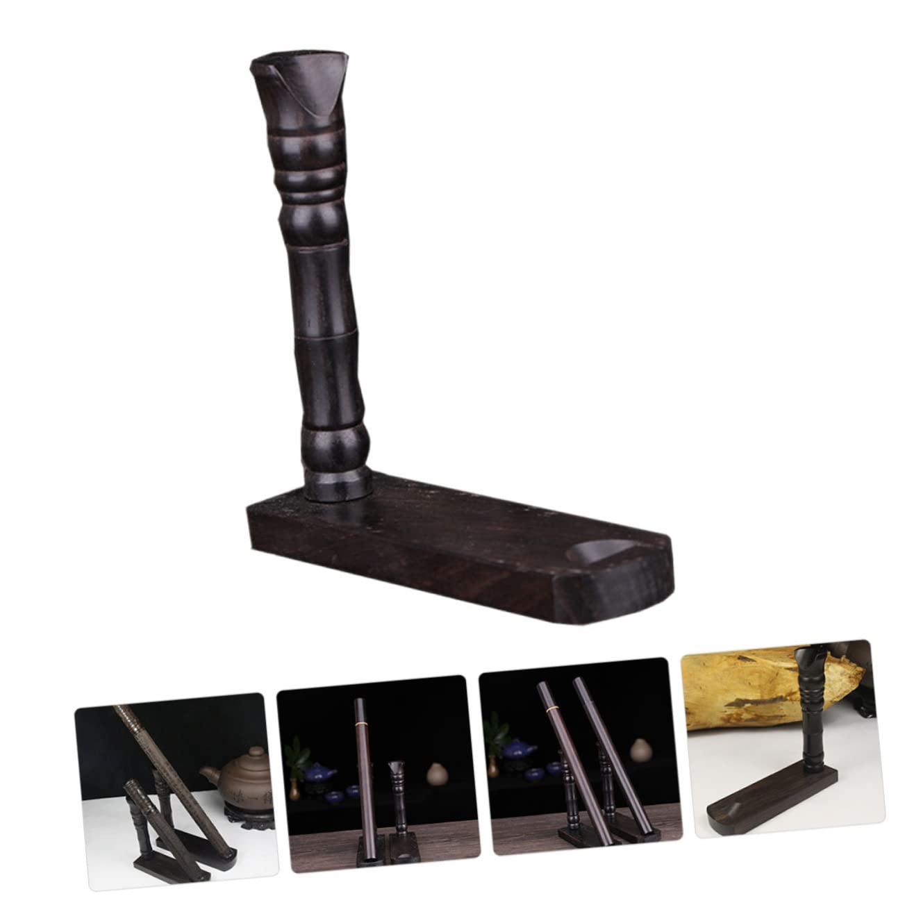 BIUDECO Desktop Flute Storage Rack Wooden Incense Tube Stand Display Flute Rack Friends