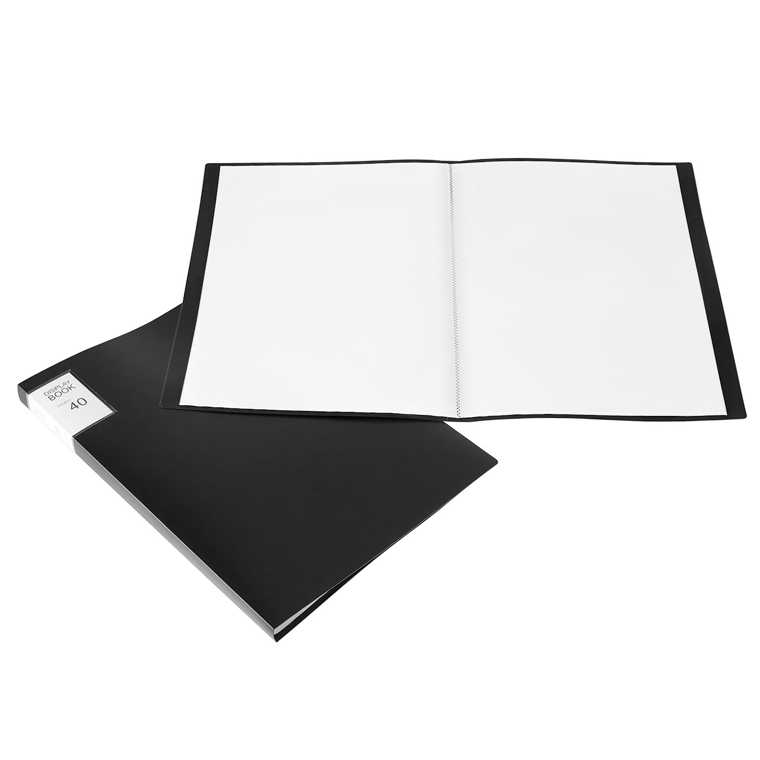 QWORK® 2-pak segregatorów A3 z 40 kieszeniami – eleganckie czarne portfolio do dzieł sztuki, raportów i nie tylko