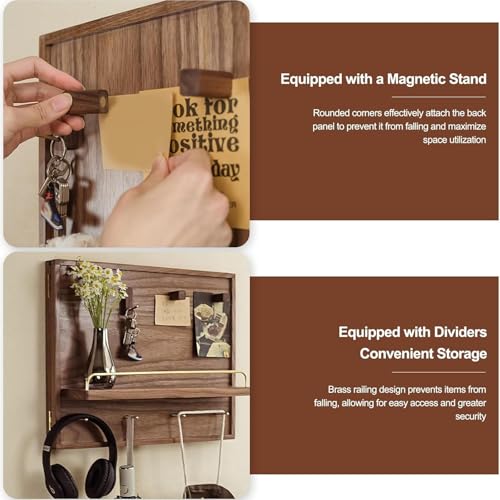 Wooden Decorative Breaker Box Cover with Shelf & Hooks, Wall-Mounted Electrical Panel Cover, Flip-Up Switch Box, Stylish Home Decor (23.6x27.6in)
